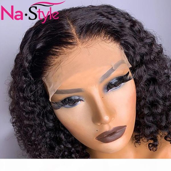 

short curly bob human hair wigs pre plucked 4x4 closure wig for balck women baby hair remy brazilian pixie wig human 150%, Black;brown