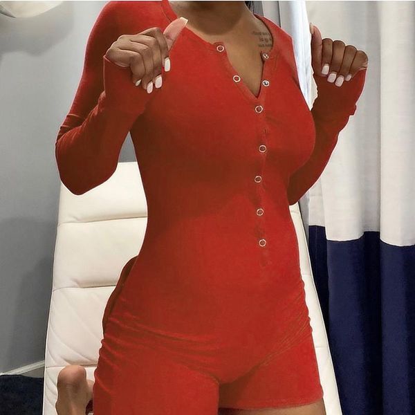 

women's jumpsuits & rompers skinny buttons appliques patched jumpsuit women one-piece outfits club v-neck elastic solid casual str, Black;white