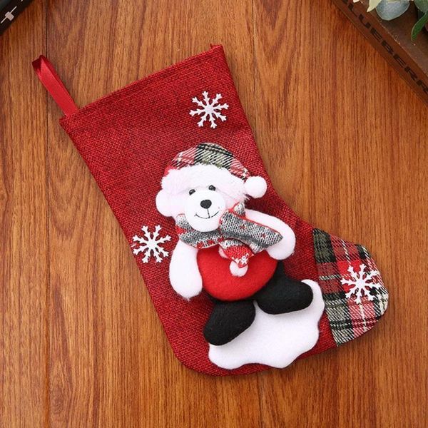 

christmas decorations 1 pcs socks with snowman santa elk bear printing bag xmas fireplace decoration year candy gift tree h0g8