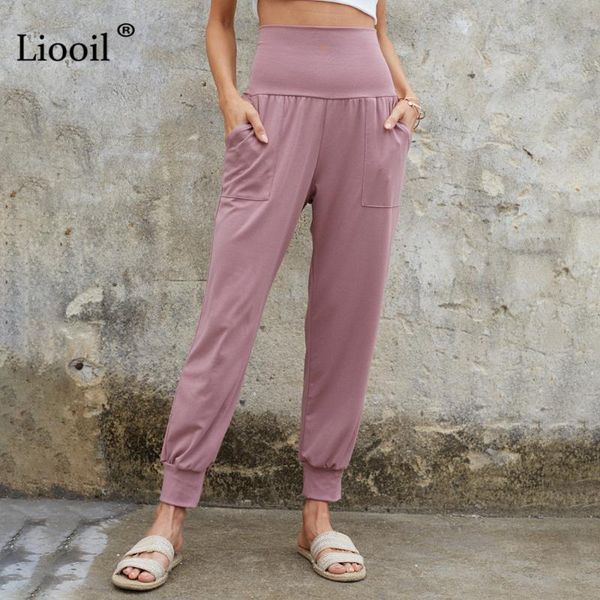

women's pants & capris cosomina casual stretch pencil women high waist with pockets summer long trousers pink sweatpants 2021 ladies jo, Black;white