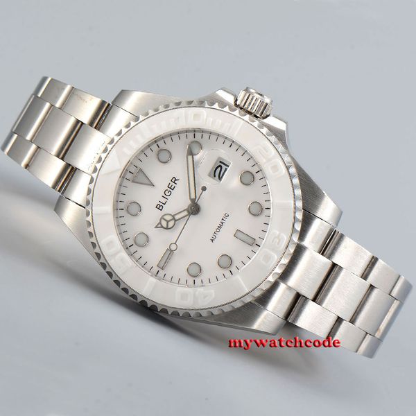 

40 mm bliger white tab sapphire glass automatic folding brain size p195, Slivery;brown