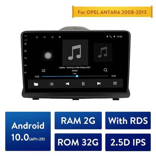 Araba DVD Kafa Ünitesi Radyo Ses GPS Opel Antara 2008-2013 Için Multimedya Oynatıcı Android 10.0 2Din 2.5D IPS 2 + 32g