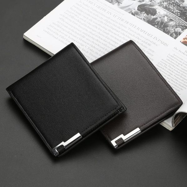 

wallets men leather wallet ultra-thin short-edge casual vertical multi-card slot male purse money credit portomonee carteria, Red;black