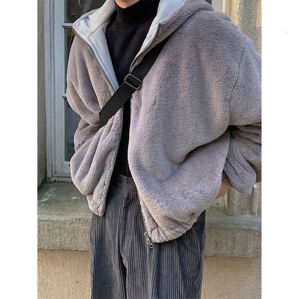 

2021 New Winter Thick Plush Jacket Men's Warm Fashion Casual Retro Hooded Men Wild Loose Korean Short Coat Mens Clothes M- Hmg6, Black