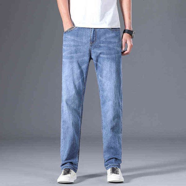 

straight jeans 2021 summer thin loose and fat work casual men's pants, Blue