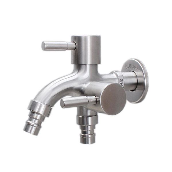 

bathroom sink faucets creative stainless steel wall-in faucet 1 in 2 out multifunctional water tap 304 & kitchen bibcocks
