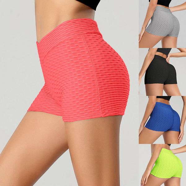 

women's sports high waist yoga short exercise hips push up sportswear quick-drying running casual shorts, White;black