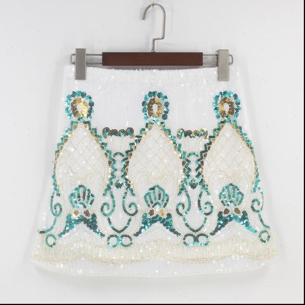 

vintage 1970s geometric embellished sequin beaded mini skirt black white going out elastic waist bodycon baroque pencil skirt