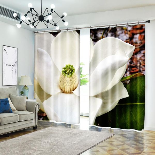 

curtain & drapes perforated hook 3d blackout curtains buff flower white modern brief custom full sunscreen windows bedroom living room decor