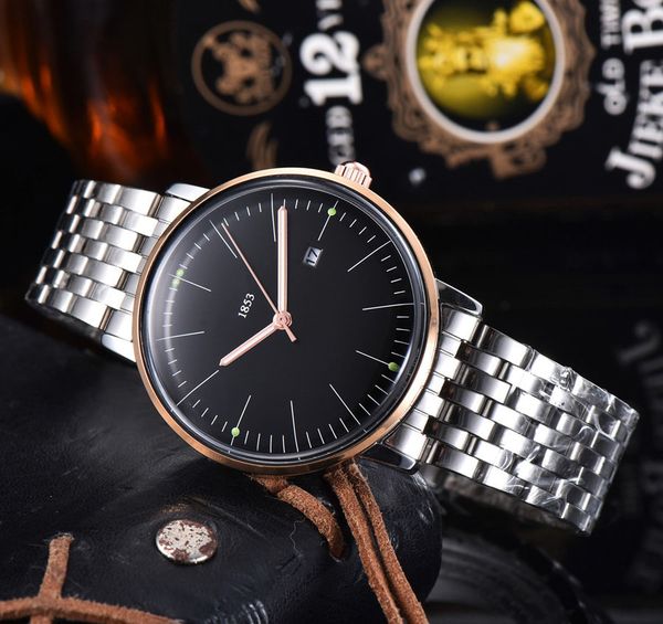 

designer watches designer watch luxury watch fashion brand wrist men classic style steel band calendar quartz 1853 tt62, Slivery;brown
