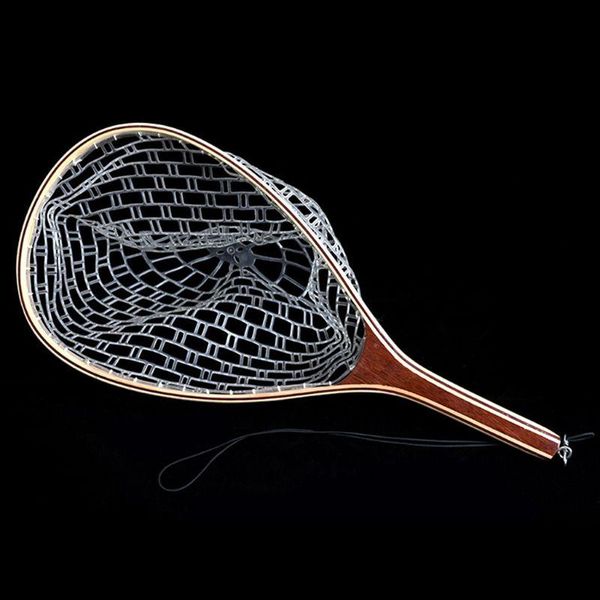 

wooden handle fishing hand weaving net nylon rubber fishing gear export 69hd