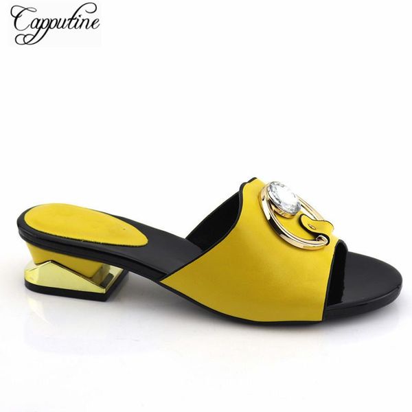 

dress shoes fashion yellow casual african medium heel slipper for summer cfs15 height 4cm, 7 color on sale, Black