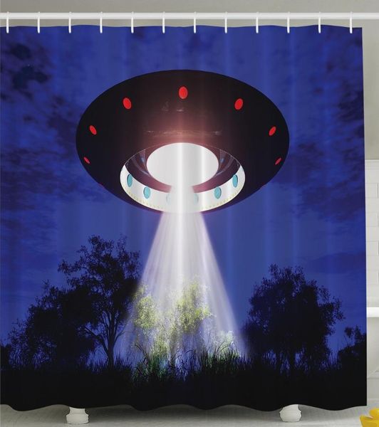 

shower curtains space curtain home decor jupiter neighbors outer ufo aliens spaceship extra terrestrial theme print bath
