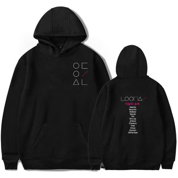 

loona the same style sweatshirt hoodies women men cotton long sleeve sweatshirts hoodie plus size s-4xl jacket coat kpop clothes, Black
