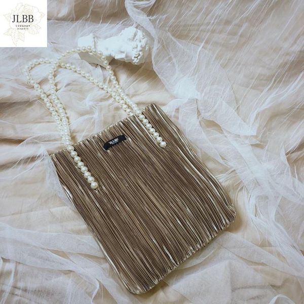 

fashion silk small square bag for women fringed pearl shoulder bags large capacity handle bag casual messenger bags handbag