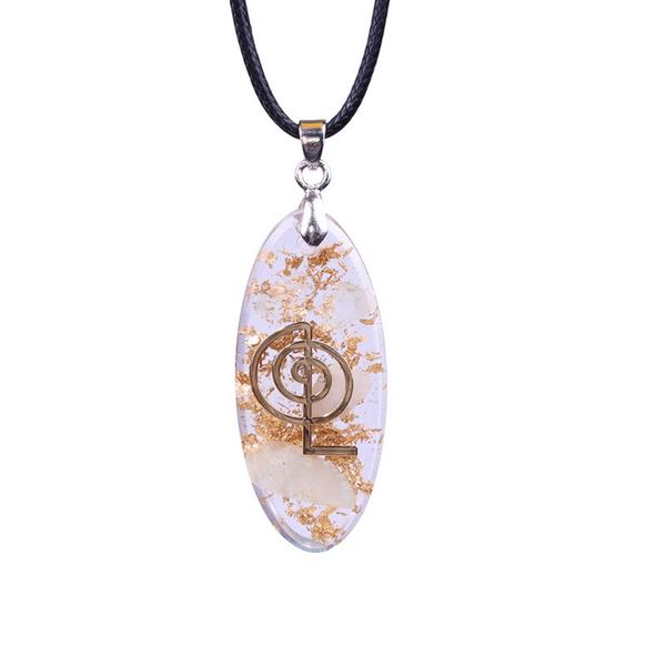 

pendant necklaces orgone crystal necklace waterdrop shaped orgonite with cho ku rei symbol jewelry, Silver