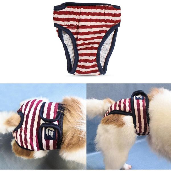 

dog apparel 1pc pet girl dogs physiological pants breathable female menstrual period striped diaper shorts washable