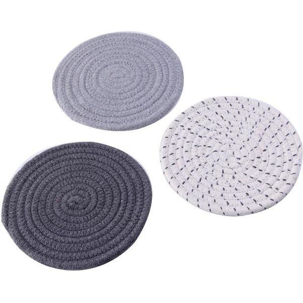 

mats & pads 3pcs/set cotton thread weave stylish coasters pot holder mat table decor heat insulation spoon rest placemat anti-scald trivets