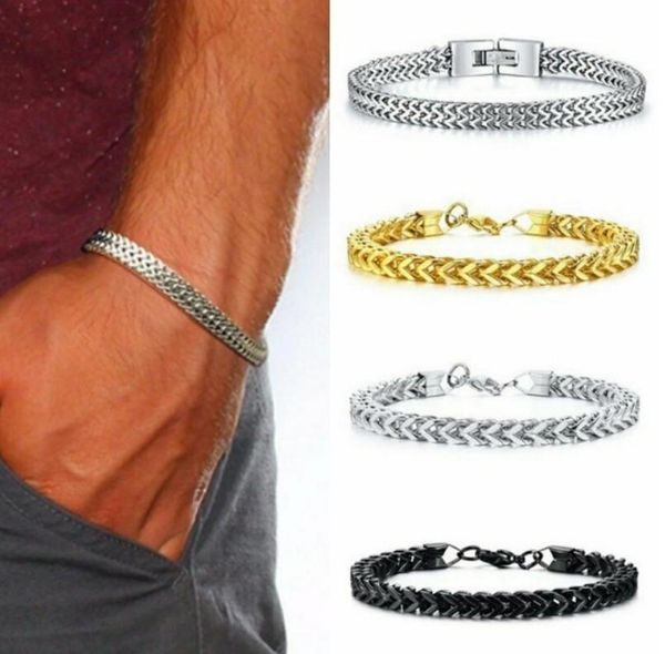 

link, chain 2021 trendy luxury men gold bracelet cuban jewelry gift, Black