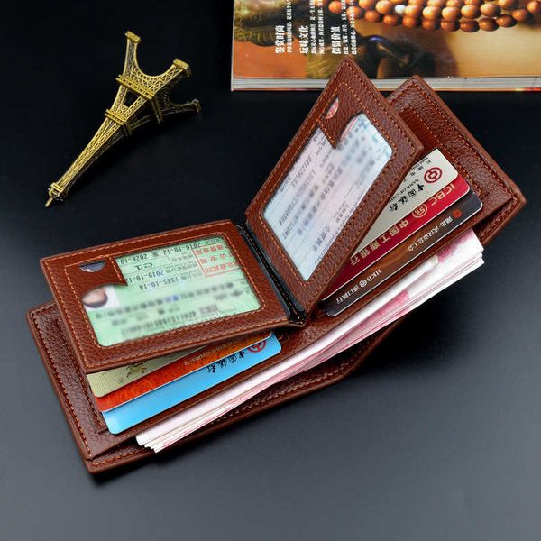 

new small men's short men driving licence holder dunne portemonnee 3 fold business leisure retro soft wallets, Red;black