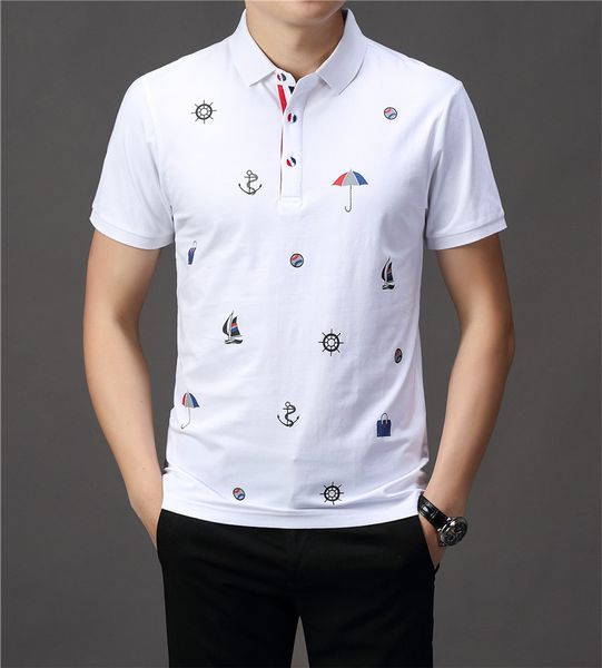 

2021 summer casual mans t shirt mens polos embroidery breathable 100%cotton comfortable man shirts m-3xl#22, White;black