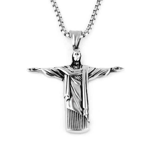 

pendant necklaces 10pcs christian crucifix jesus necklace rio de janeiro praying cross religious jewelry c-23, Silver