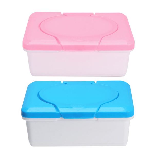 

tissue boxes & napkins 2pcs reusable wet box household deskwipes case organizer storage container (and blue)