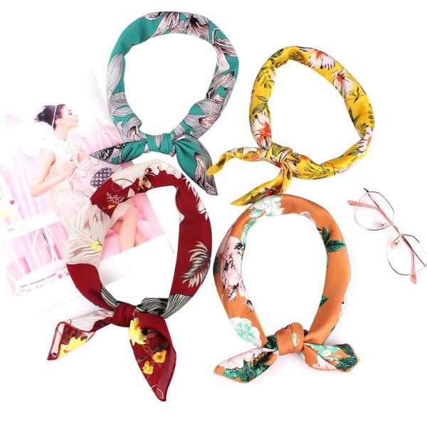 

scarves soft square scarf for women print pocket brand fashion head chiffon wear floral hanky handkerchief, Blue;gray