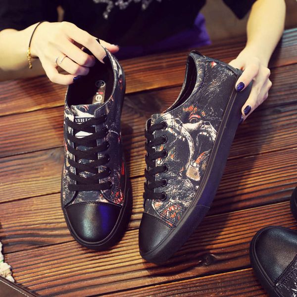 

spring and autumn canvas men's casual korean fashion british versatile board shoes a7288, White;red