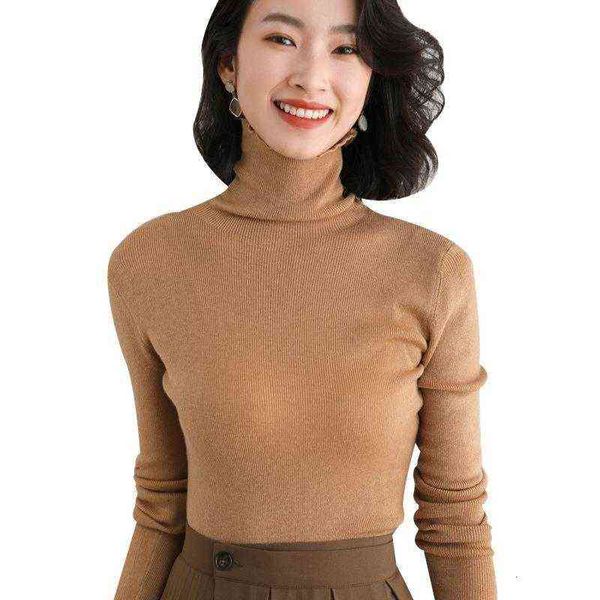 

2021 pile collar bottoming shirt women's worsted wool high neck long sleeve versatile sweater with top, White;black