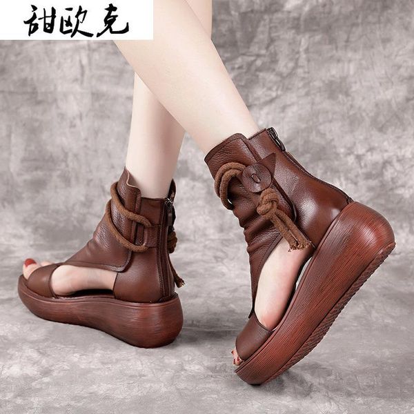 

sandals summer hollow open toe women fashionable and comfortable casual shoes literary retro, Black