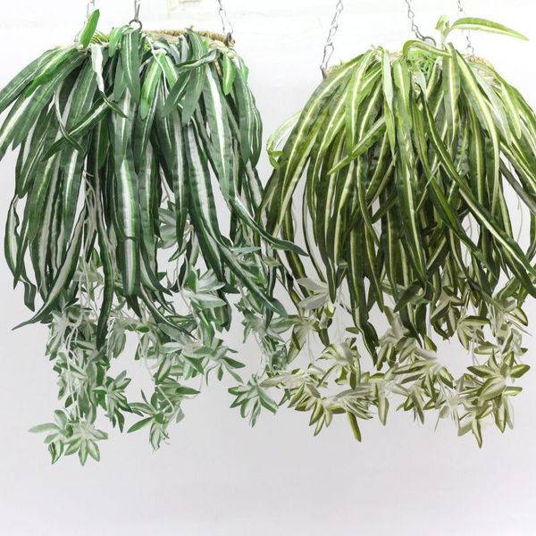 

decorative flowers & wreaths artificial plant bundle of chlorophytum leaves silk flower green vegetation engineering wall with wood home dec