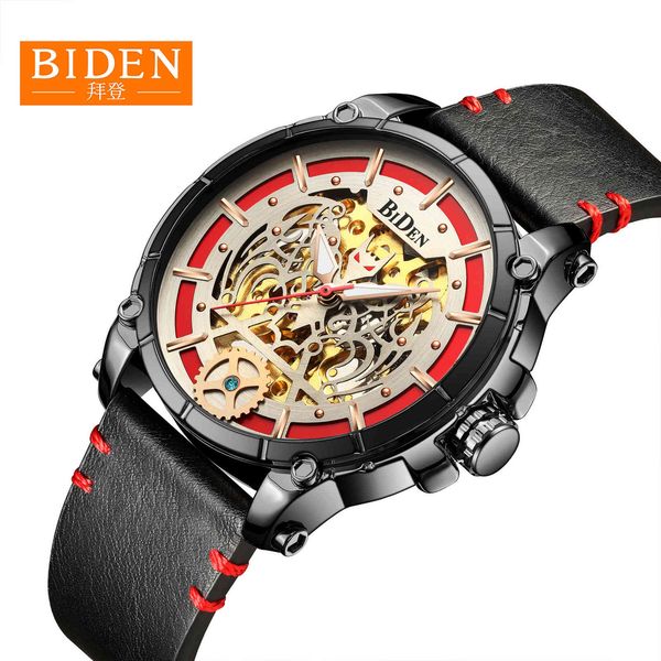 

watch mechanical biden men's fashion trend waterproof, Slivery;brown