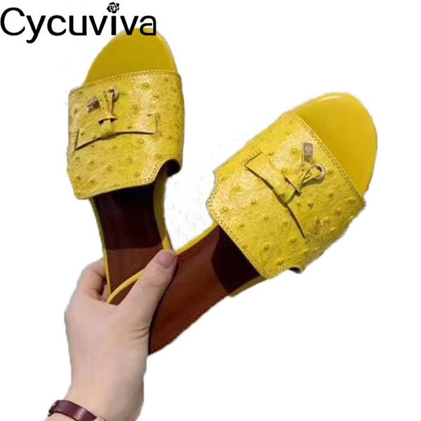 

slippers 2021 flip flops flat women metal decor shoes woman summer peep toe mules runway casual beach, Black