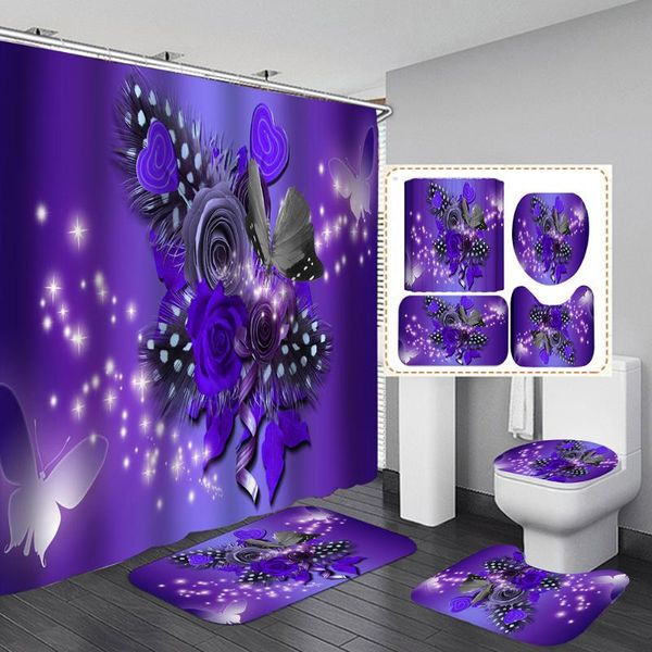 

shower curtains colorful flowers fabric bath mats rugs beautiful butterfly flower bathroom curtain set home decoration kurtyny