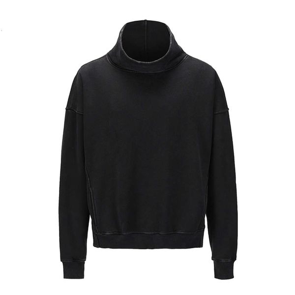

streetwear turtleneck solid sweatshirt men and women oversize hoodies pullover baggy hoody, Black