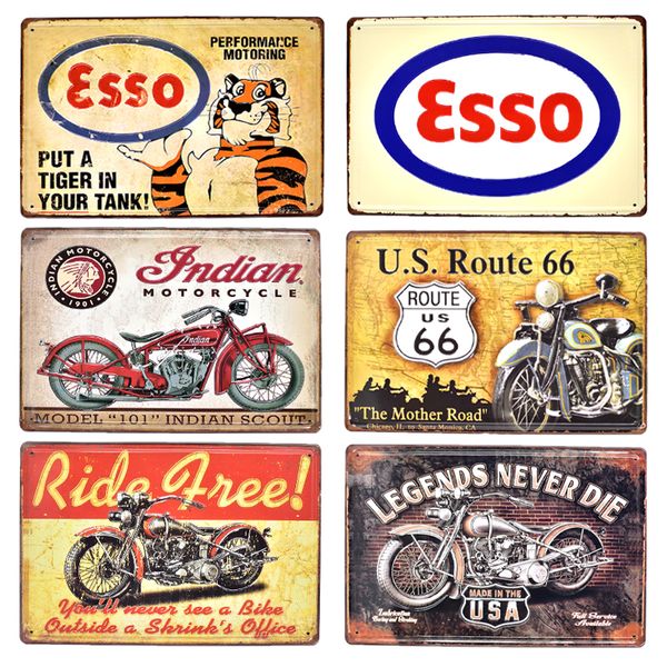 ESSO BSA Motorcycles Metal Segno in rilievo Garage decorazione per la casa Route vintage 66 Segni di stagno poster Pub bar in metallo Adesivi d'arte da parete in metallo