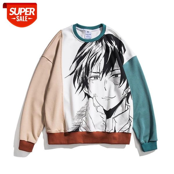 

seveyfan 2021 men's hip hop sweatshirts harajuku character patchwork hoodies couples casual cotton pullover #pc6y, Black