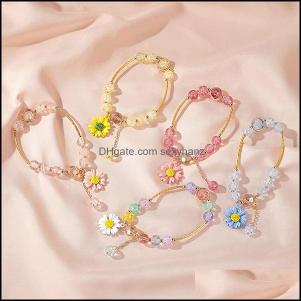 

beaded, strands bracelets jewelry little daisy flower bracelet friend style popcorn crystal 143 m2 drop delivery 2021 i2kip, Black