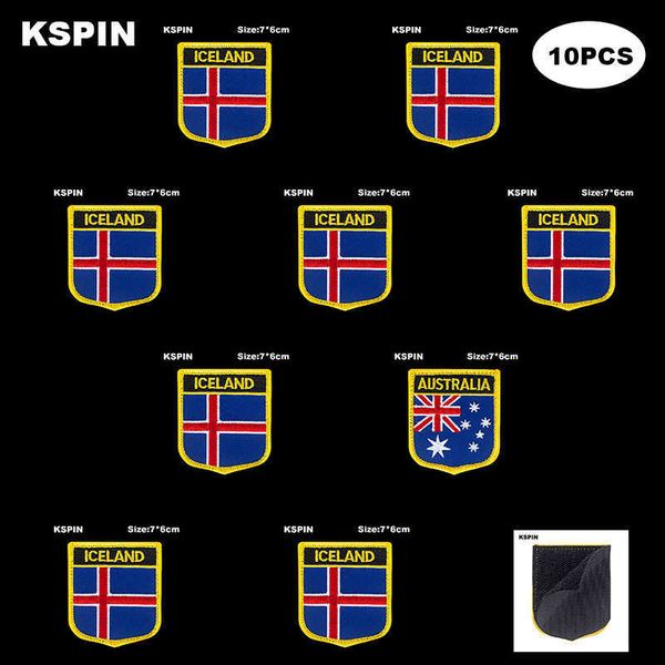 

national flag patch hook loop iceland badges armband 3d stick on jacket backpack stickers, Gray