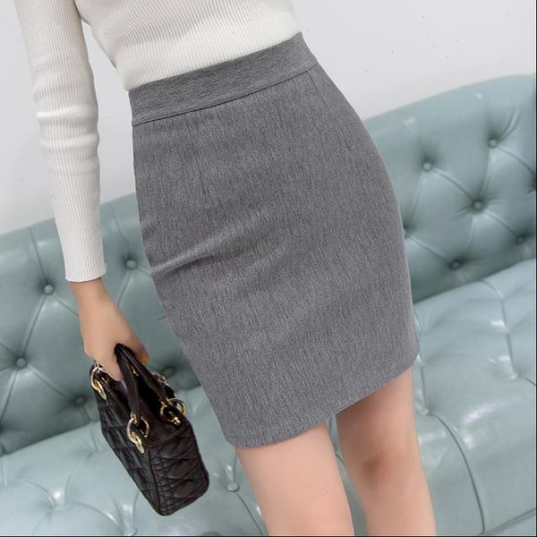 

2021 new fashion office lady pencil skirt autumn elegant high waist package hip skirts womens formal short skirt, Black