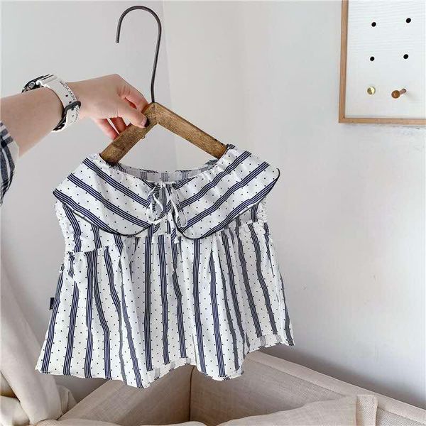 

shirts children's wear 2021 summer girls korean dress lapel sleeveless shirt, White;black