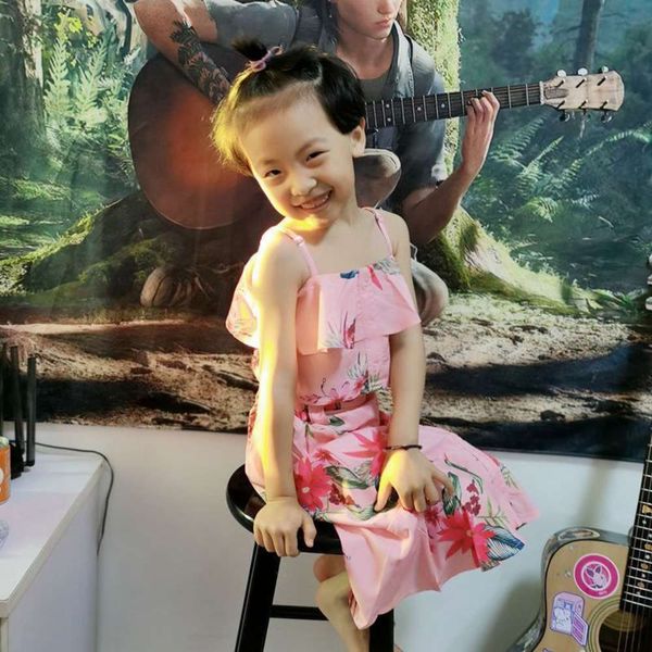 

summer 2021 children's new style suspender flower vest + long skirt girl's two piece suit fashion, White
