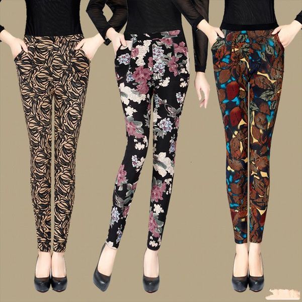 

arrival autumn winter plus womens leggings velvet thick size xxxl printing warm trousers pants, Black