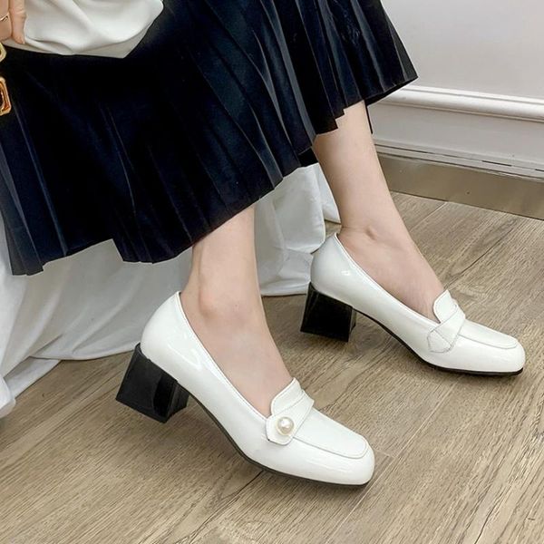 

dress shoes lovely pearl women 2021 classic patent leather high heels pumps female working casual basic party plus size 44 45 46 h-31, Black