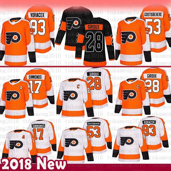 

mens philadelphia flyers 17 wayne simmonds hockey jerseys 28 claude giroux 53 shayne gostisbehere 93 jakub voracek jersey, Black;red