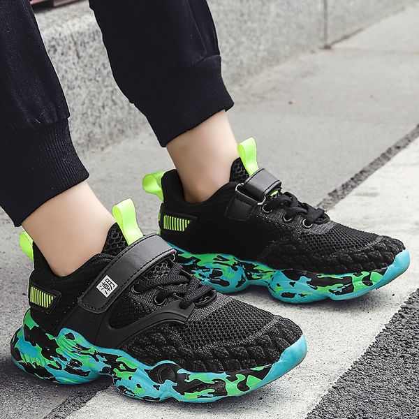 

2020 spring new lightweight kids sneakers children boys hirls shoes outdoor casual sport running shoes breathable gym shoes kids, Black