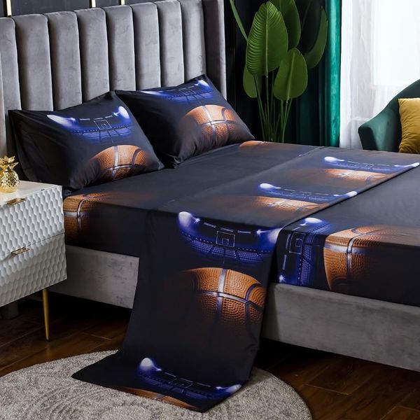 

sheets & sets 4pcs/set bedding set fitted sheet bed 2pcs cases 3d printed bedclothes for boys girls and teens