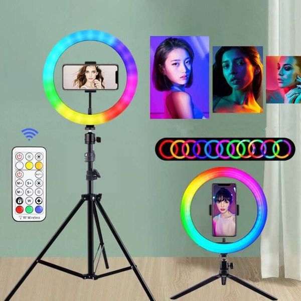 

10 inch rgb ring light 26 color video light with tripod stand led selfie lamp pgraphy lighting for live tiktok rgb ringlight