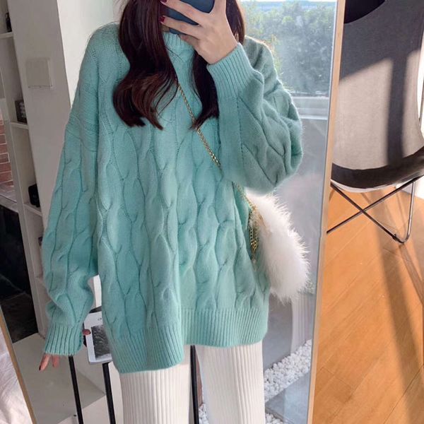 

2021soft milk blue twist pullover for women in autumn and winter 2020, White;black
